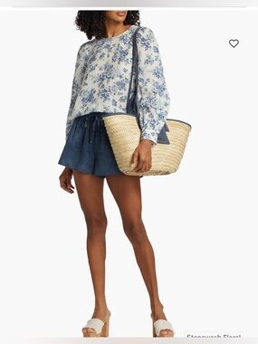 NWOT Cami NYC Vivi Boxy Floral Blue White Crewneck Blouse Size XL